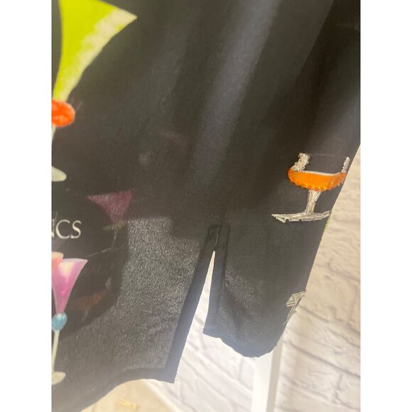 Nicole Taylor Silk Blouse Art Deco Blouse Cocktail Drink Print MED long sleeve - Picture 4 of 9